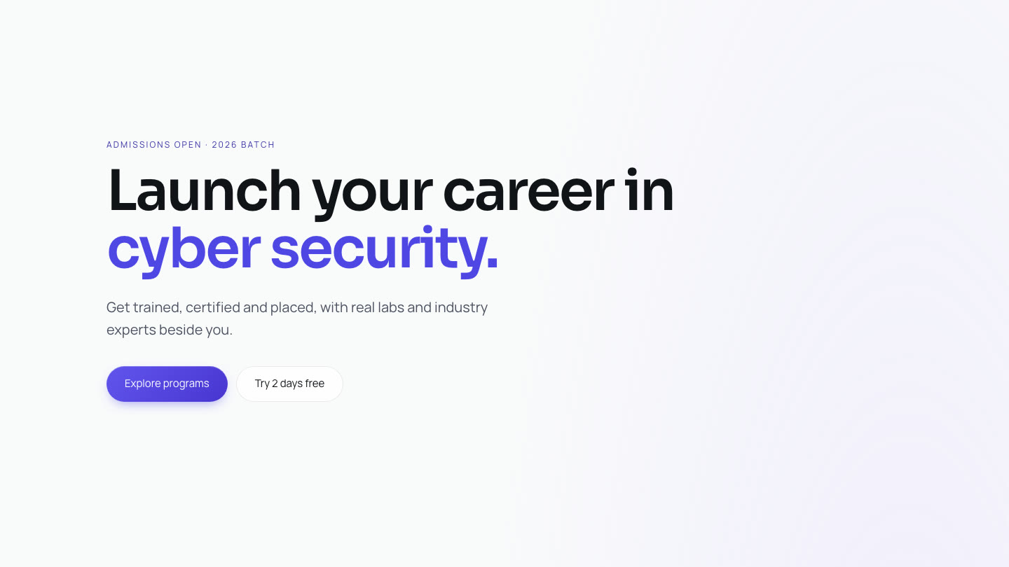 The EdHero homepage: Launch your career in cyber security